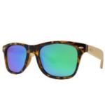 PL 2012 RV - Polarized Bamboo Horn Rimmed Sunglasses with Color Mirror Lens